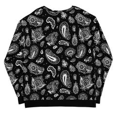 Black And White Paisley Print Unisex Sweatshirt