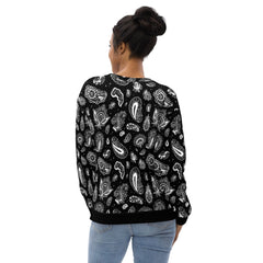 Black And White Paisley Print Unisex Sweatshirt