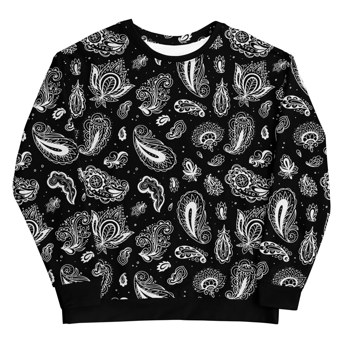 Black And White Paisley Print Unisex Sweatshirt