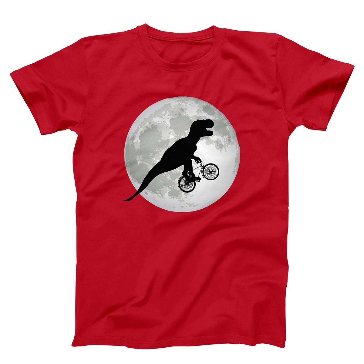 Flying T-Rex On Bicycle Over Moon T-Shirt