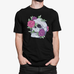 Colorful Flowers Skull Unisex T-shirt