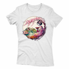 Japanese Geisha And Landscape Women's T-shirt