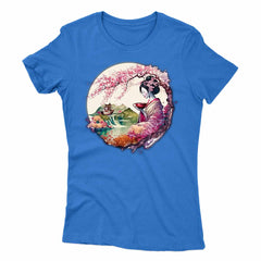 Japanese Geisha And Landscape Women's T-shirt