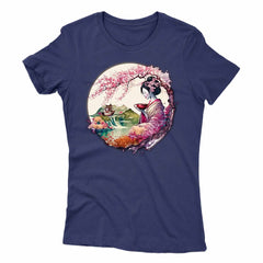 Japanese Geisha And Landscape Women's T-shirt