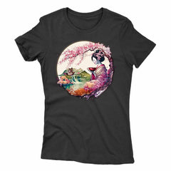Japanese Geisha And Landscape Women's T-shirt