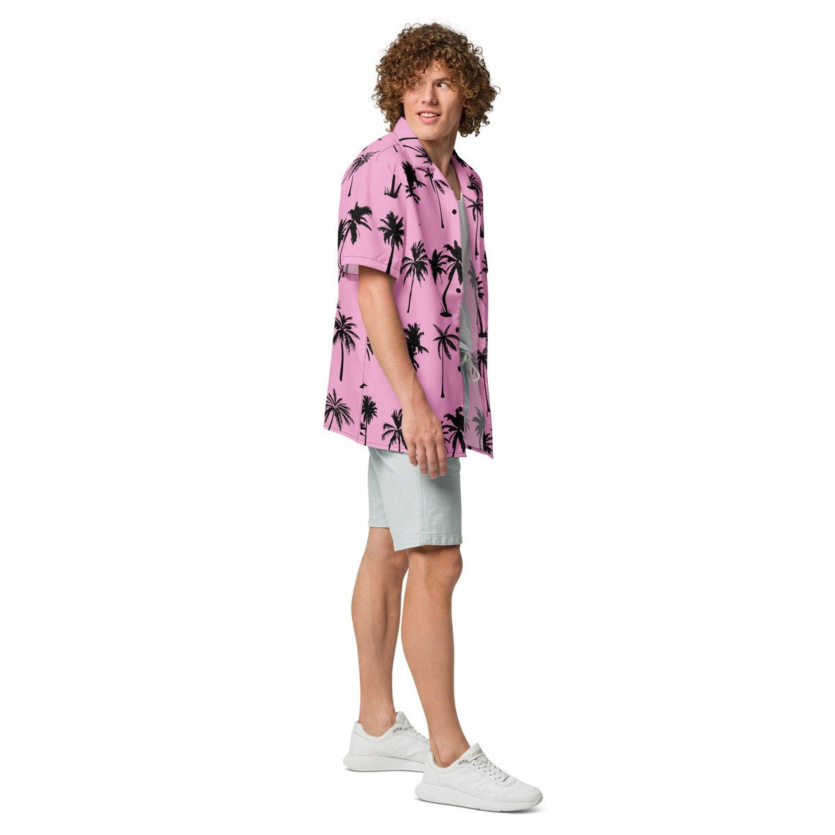 Pink Paradise Palm Print Hawaiian Shirt