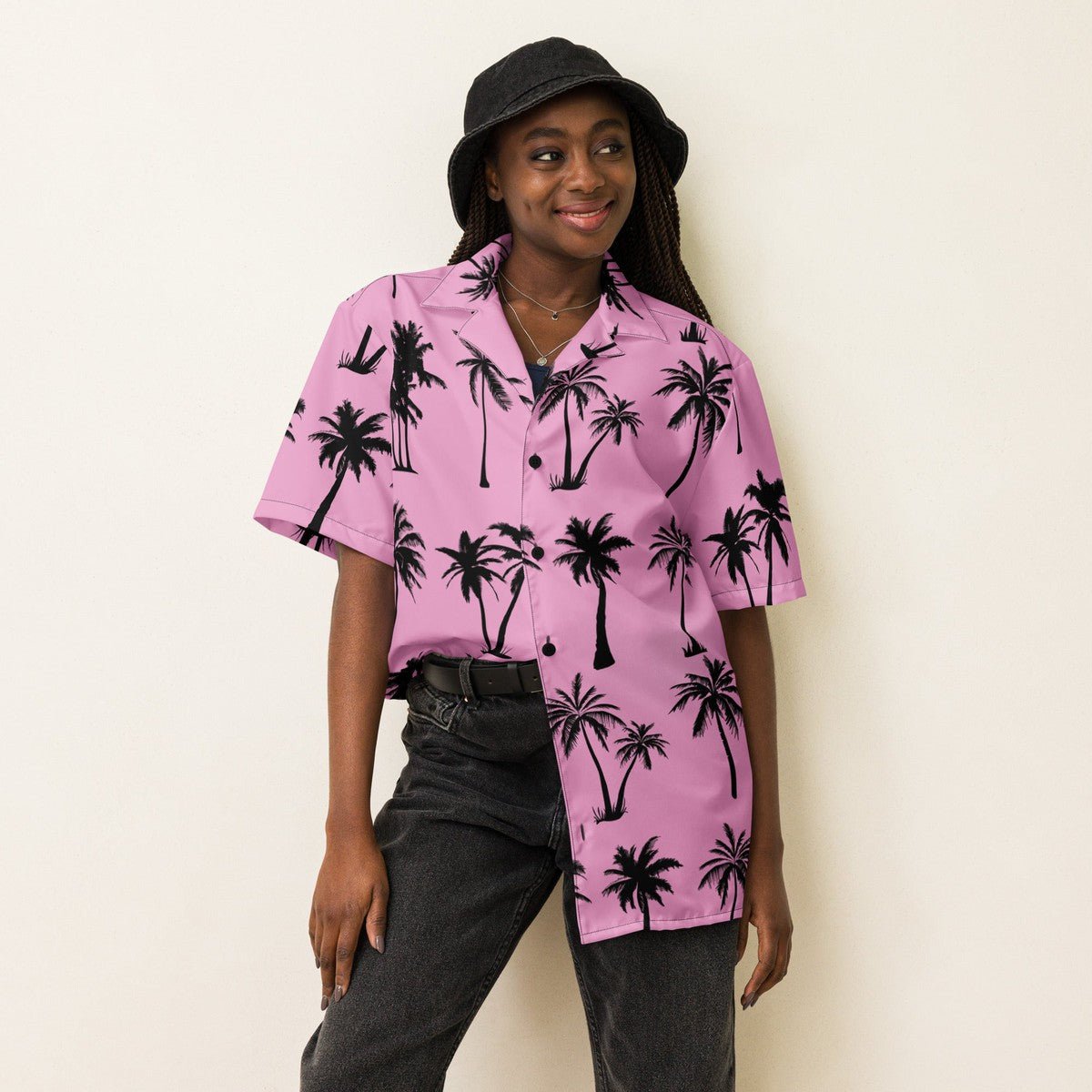 Pink Paradise Palm Print Hawaiian Shirt