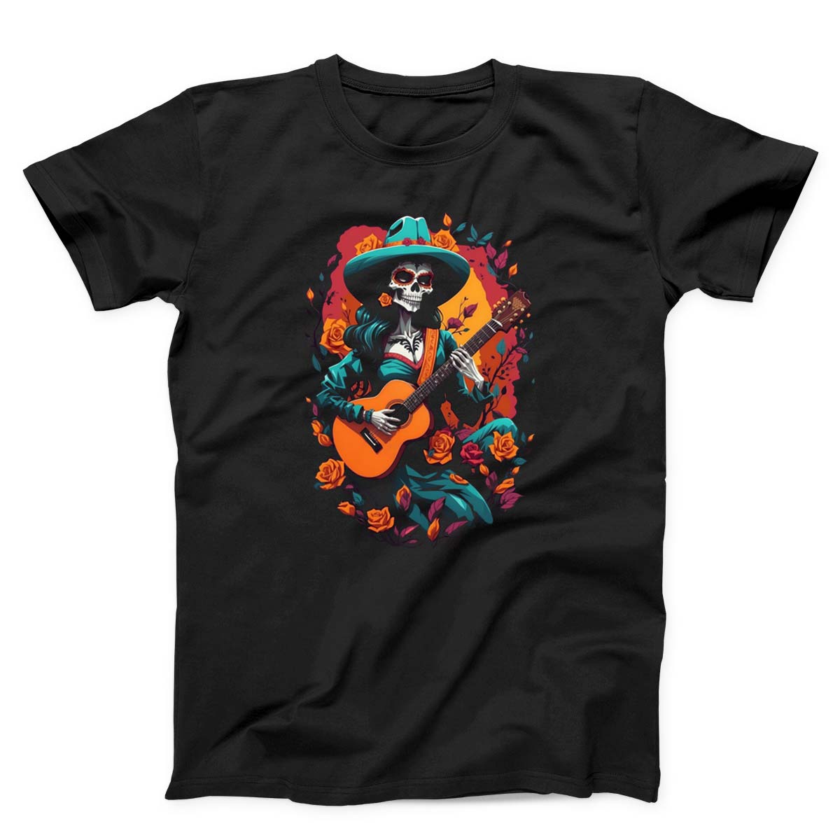 Day of the Dead Mariachi Skeleton Guitar Unisex T-Shirt