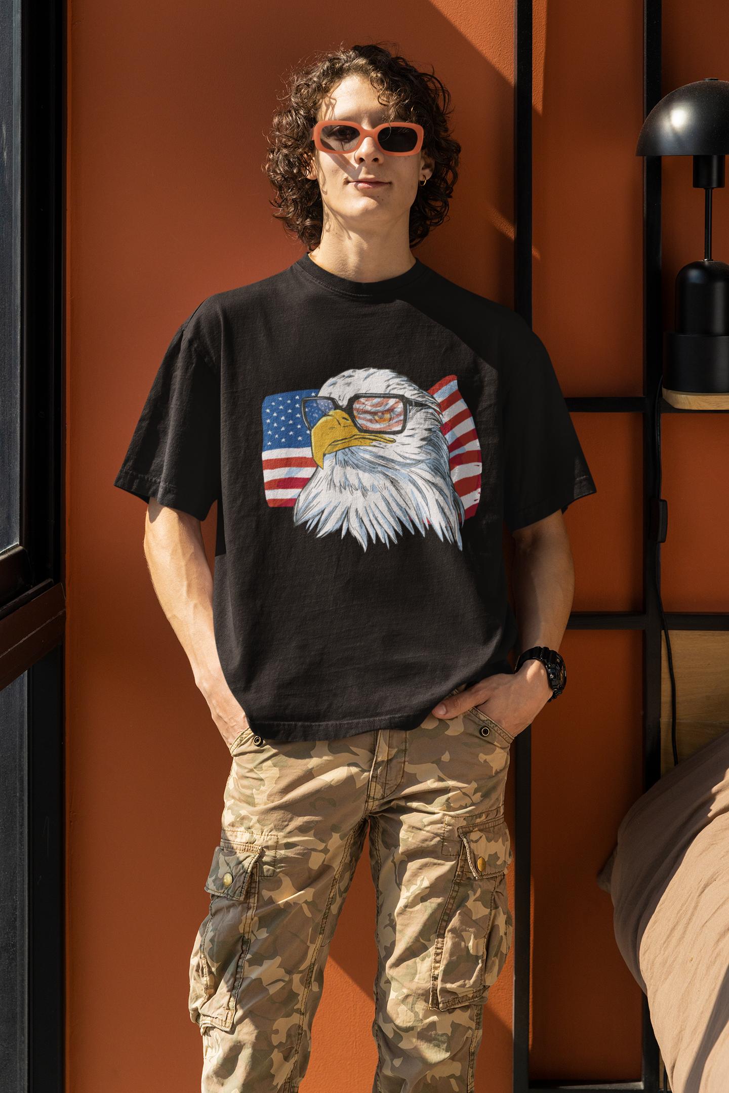 Patriotic Bald Eagle American Flag Unisex T-Shirt