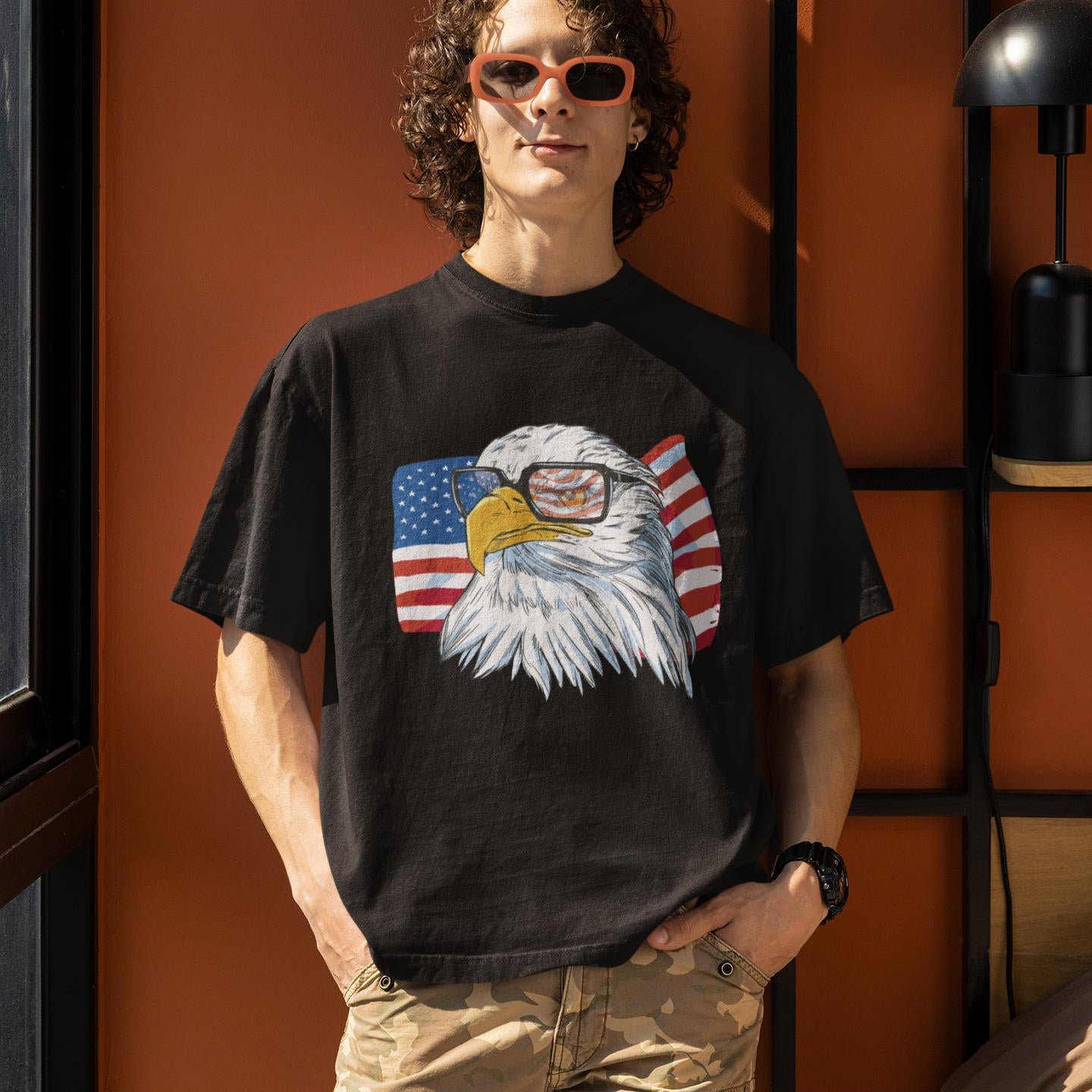 Patriotic Bald Eagle American Flag Unisex T-Shirt
