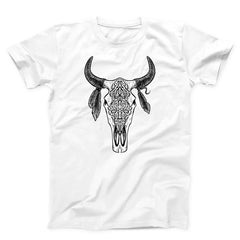 Bull Skull With Feathers Unisex T-Shirt