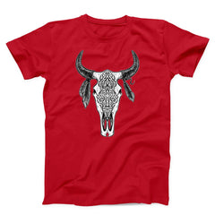 Bull Skull With Feathers Unisex T-Shirt