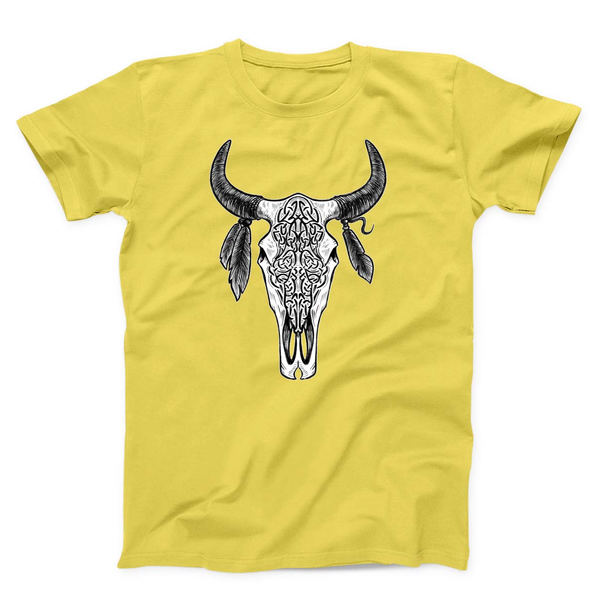 Bull Skull With Feathers Unisex T-Shirt