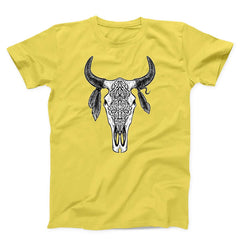 Bull Skull With Feathers Unisex T-Shirt