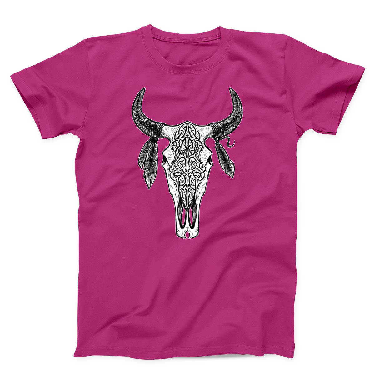 Bull Skull With Feathers Unisex T-Shirt