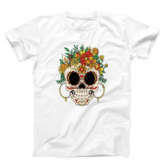 Sugar Skull And Flowers Unisex T-Shirt