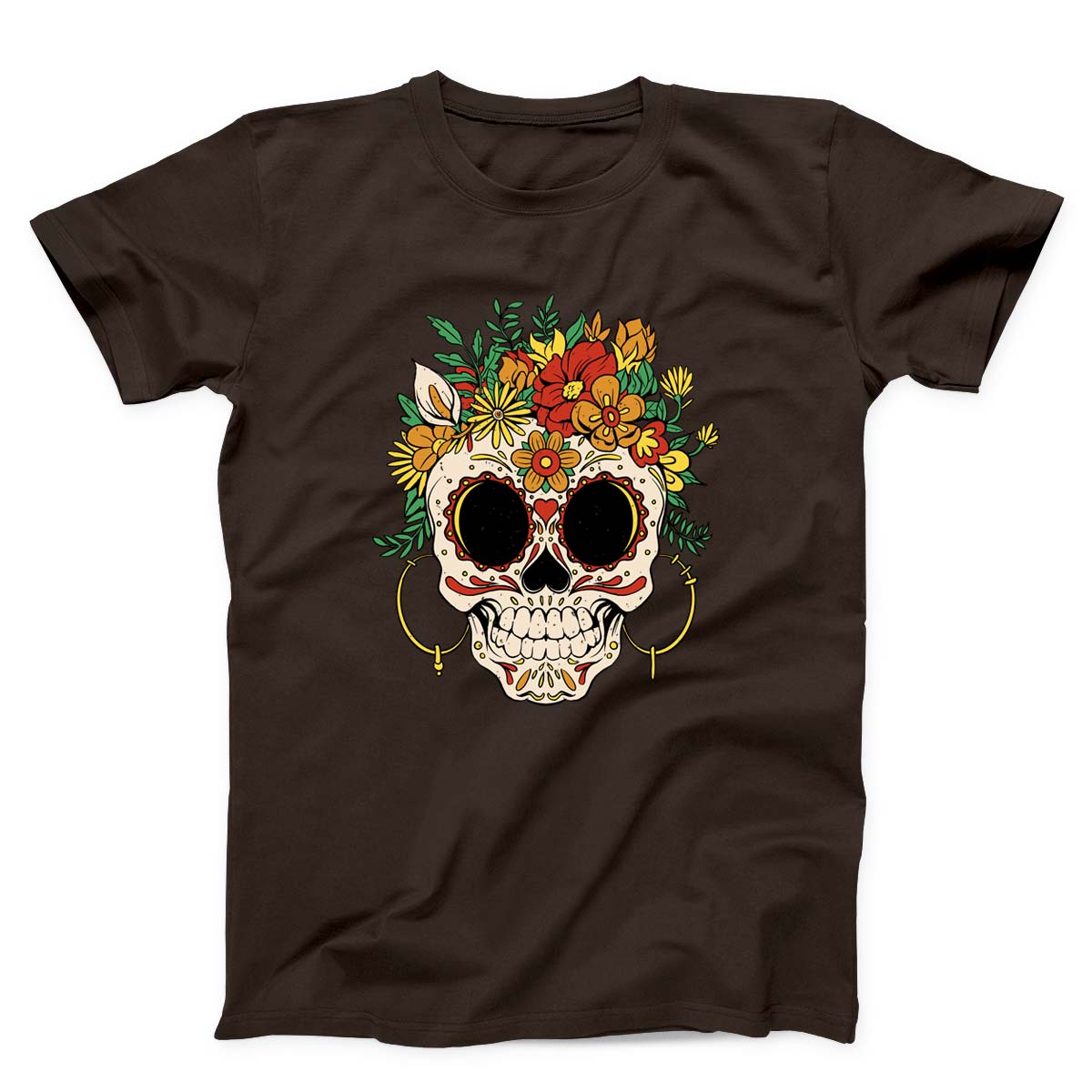 Sugar Skull And Flowers Unisex T-Shirt
