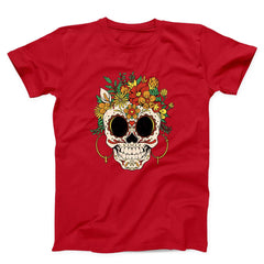 Sugar Skull And Flowers Unisex T-Shirt