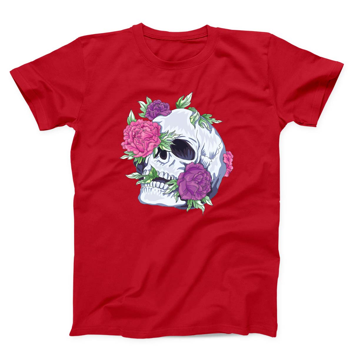 Colorful Flowers Skull Unisex T-shirt
