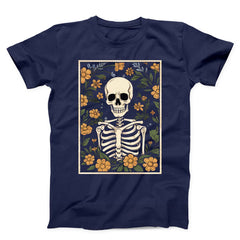 Skeleton With Flowers Dark Unisex T-Shirt