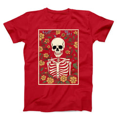 Skeleton With Flowers Dark Unisex T-Shirt