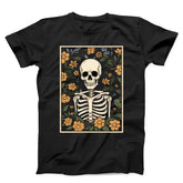 Skeleton With Flowers Dark Unisex T-Shirt
