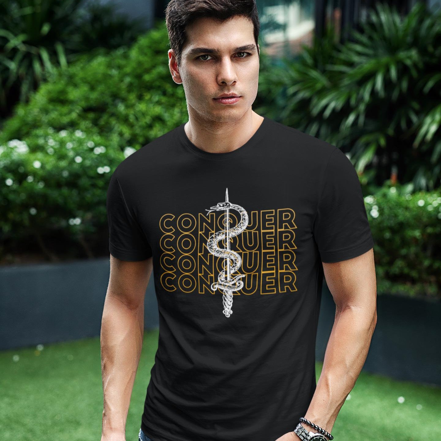 Snake And Sword Conquer Unisex T-Shirt