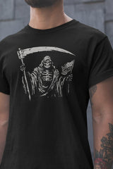 Grim Reaper USA Flag Unisex T-shirt