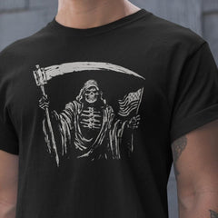 Grim Reaper USA Flag Unisex T-shirt