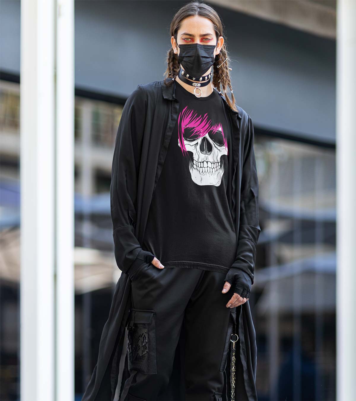 Emo Skull Pink Hair Unisex T-shirt