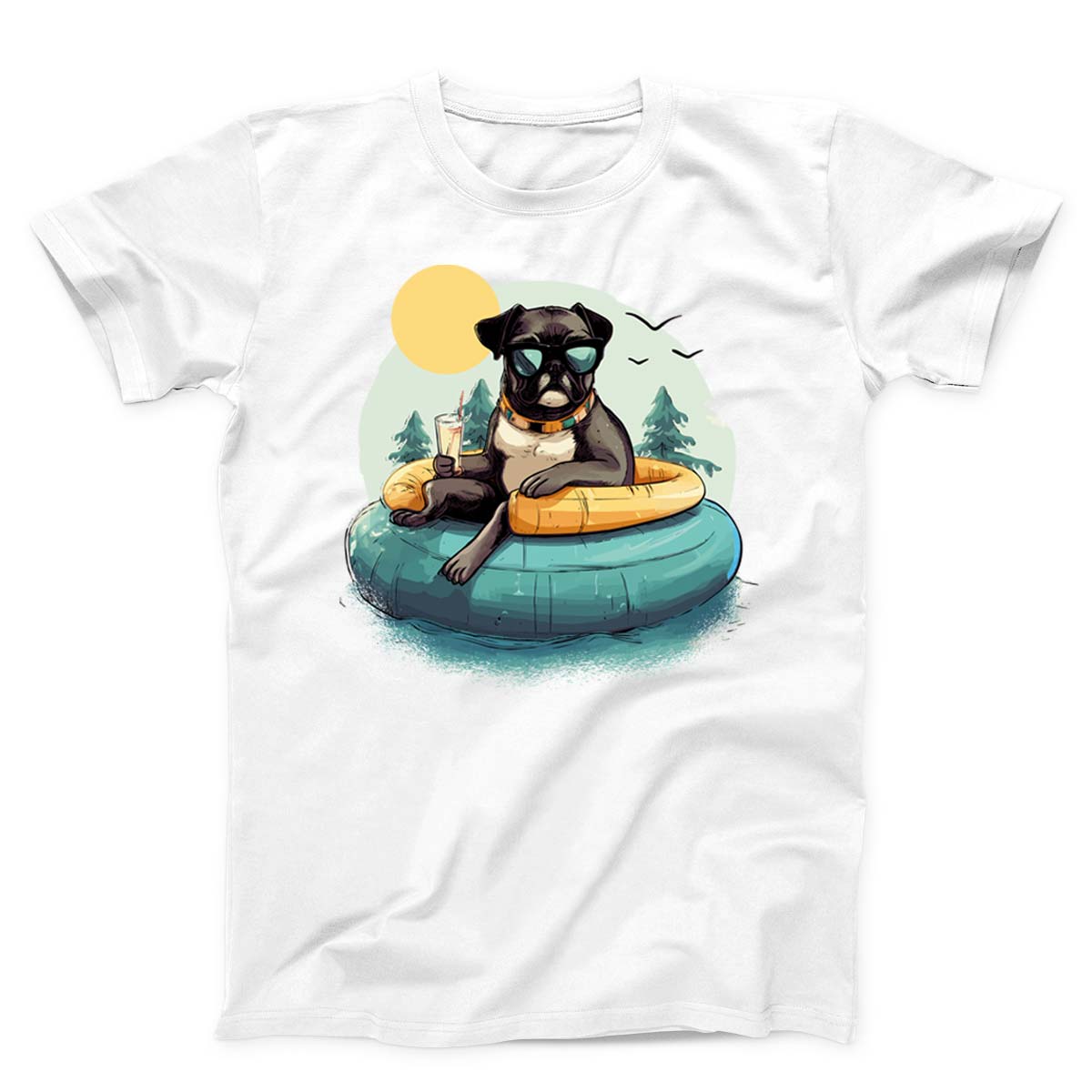 Pug dog chilling in Pool Unisex T-Shirt