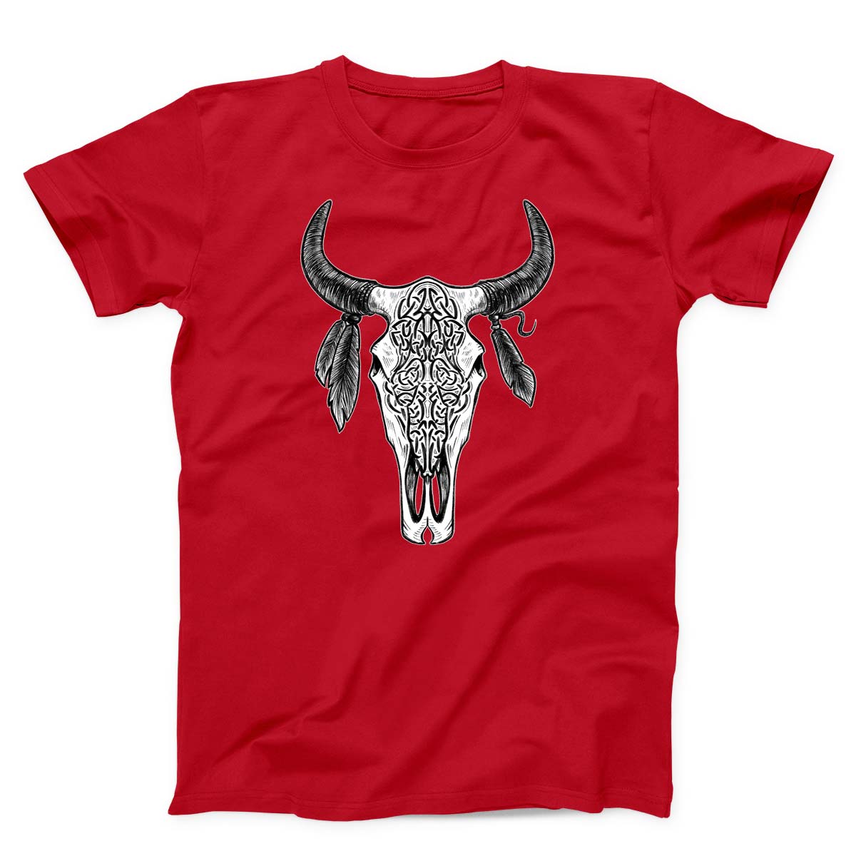Bull Skull With Feathers Unisex T-Shirt