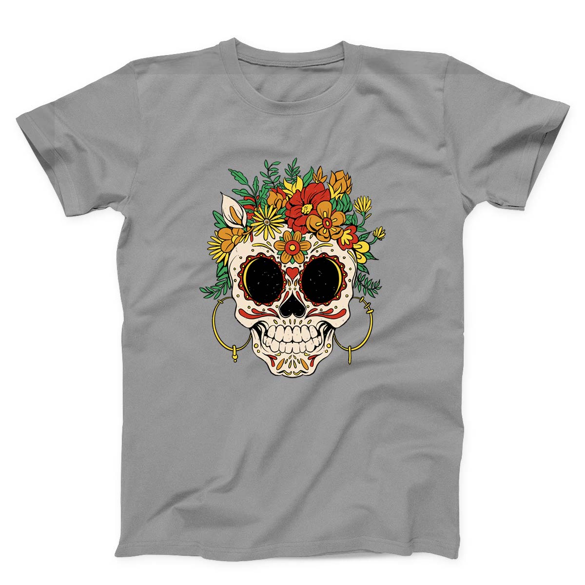 Sugar Skull And Flowers Unisex T-Shirt
