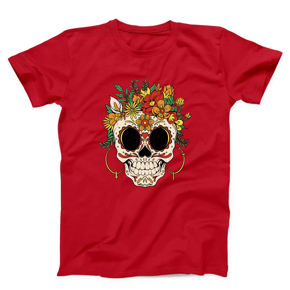 Sugar Skull And Flowers Unisex T-Shirt