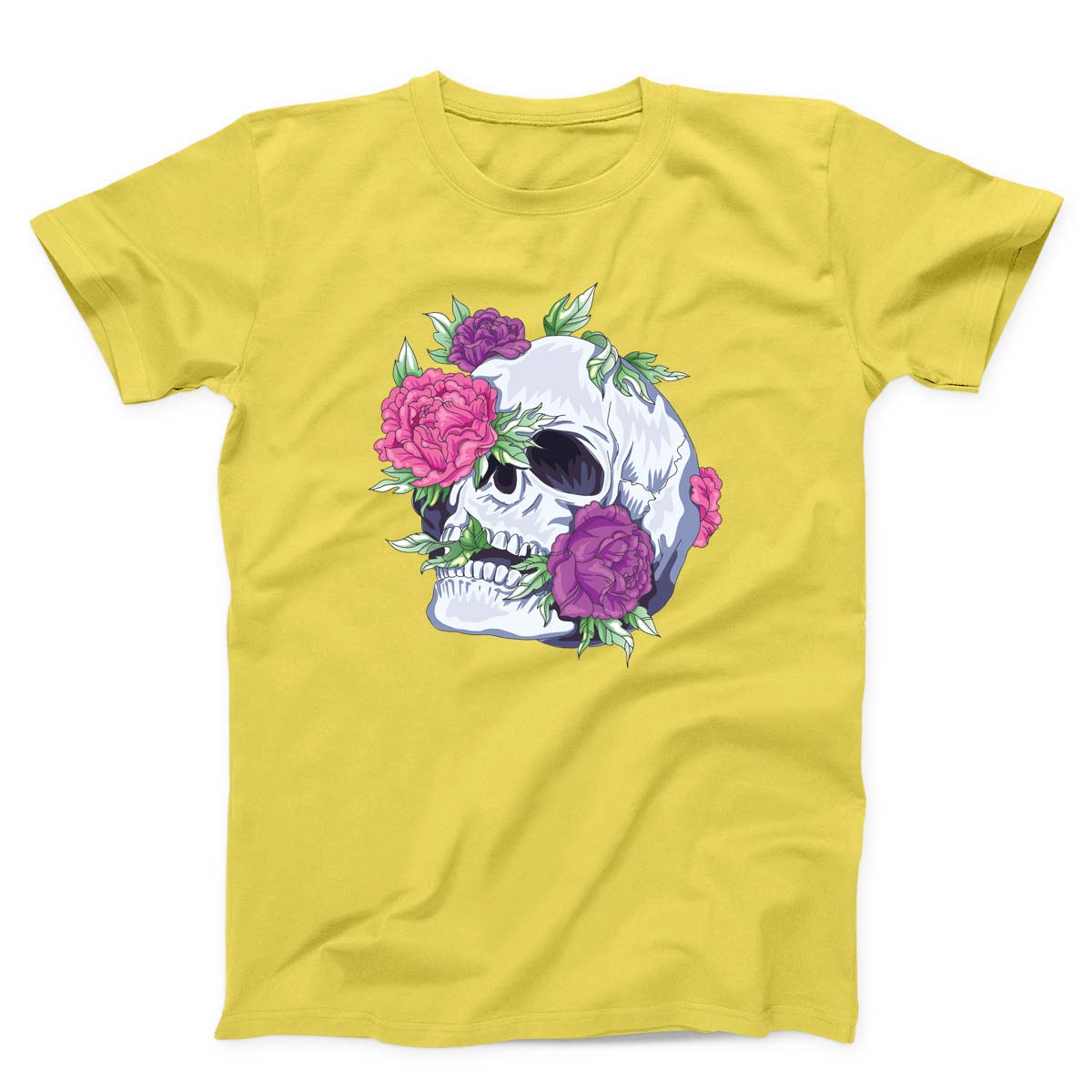 Colorful Flowers Skull Unisex T-shirt