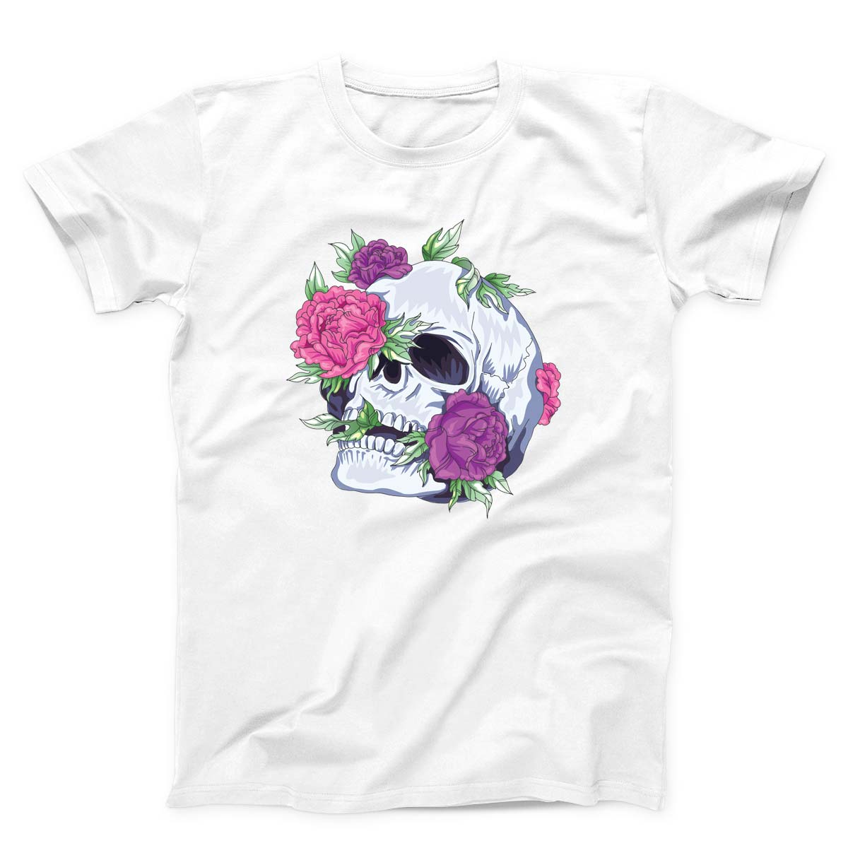 Colorful Flowers Skull Unisex T-shirt