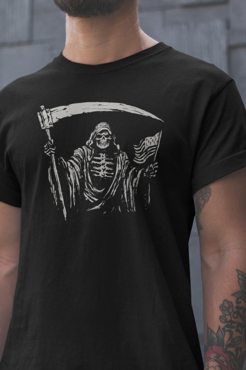 Grim Reaper USA Flag Unisex T-shirt