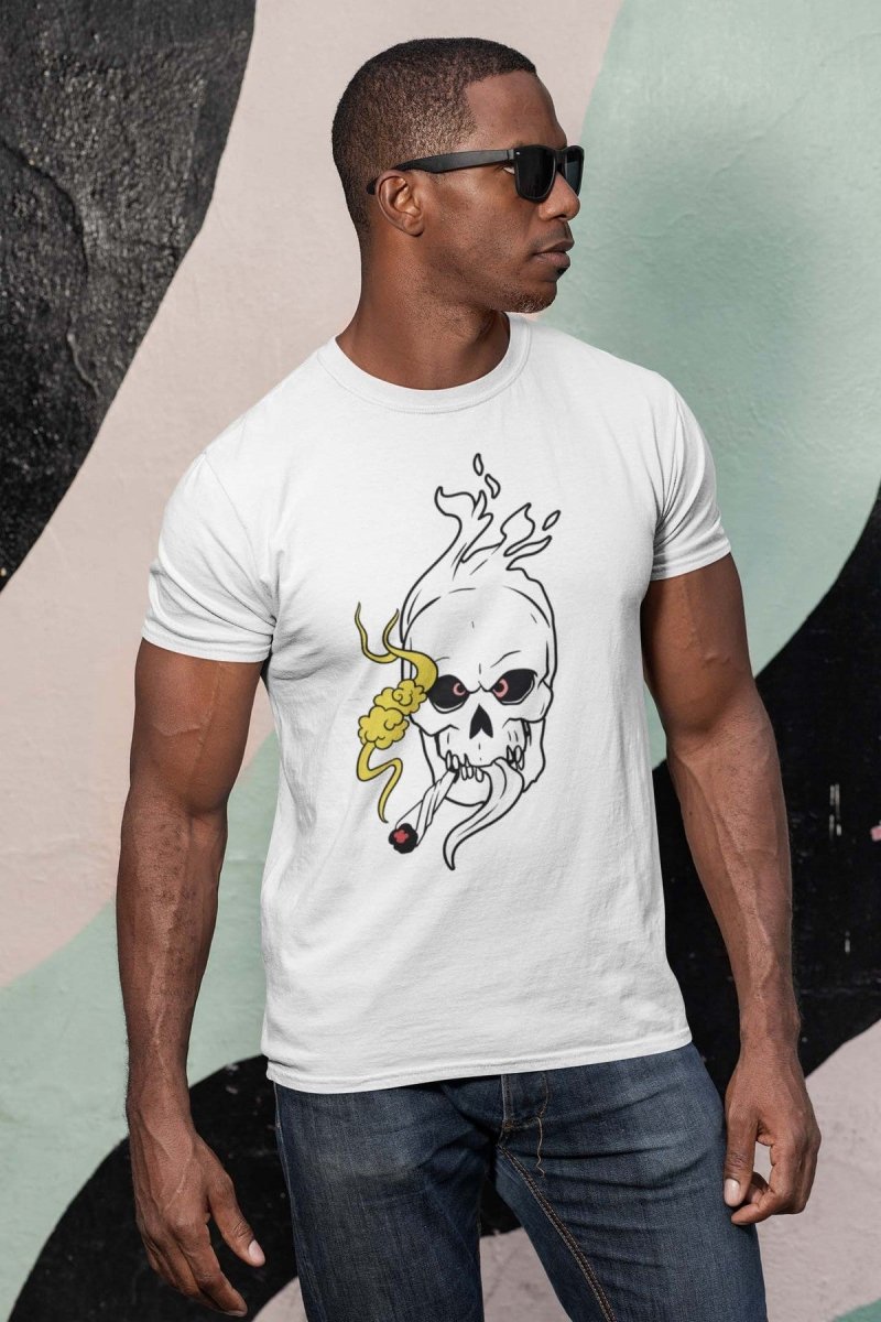 Flaming Skull Smoking Unisex T-shirt